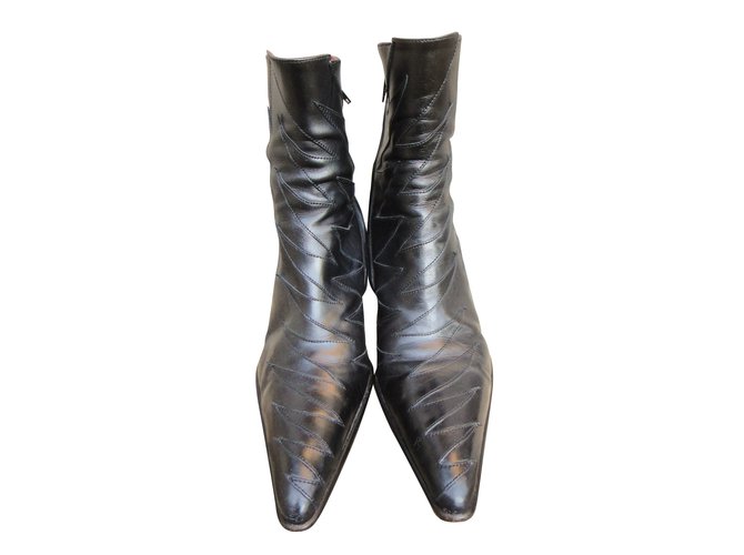 Free Lance Ankle Boots Black Leather  ref.38927