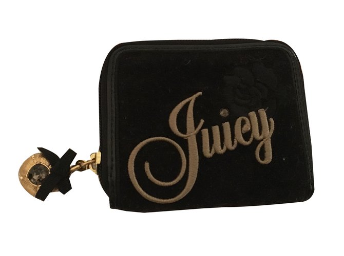 Juicy Couture billetera Negro Terciopelo  ref.38978