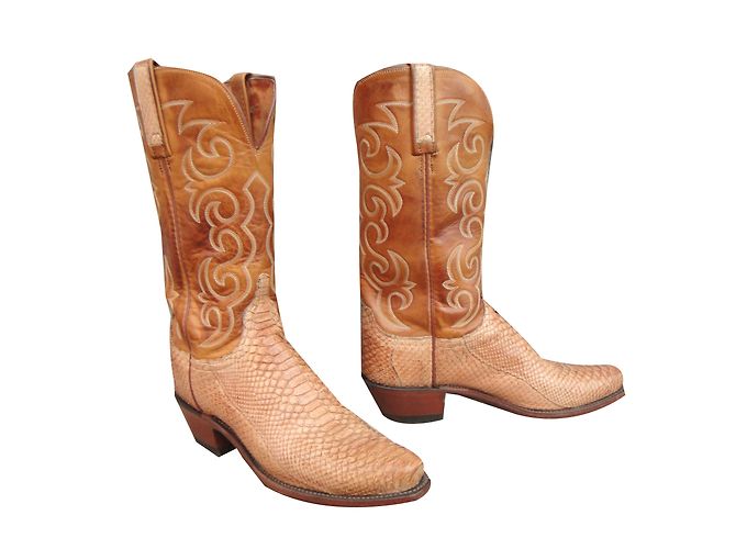 Autre Marque Lucchese N7899 Stiefel Beige Ziege und Python