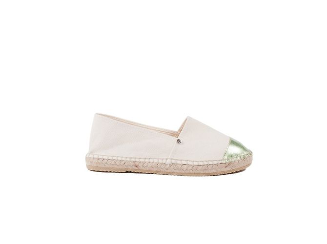 Autre Marque Alpargatas Ori & Occi de algodón blanco y cuero verde 41