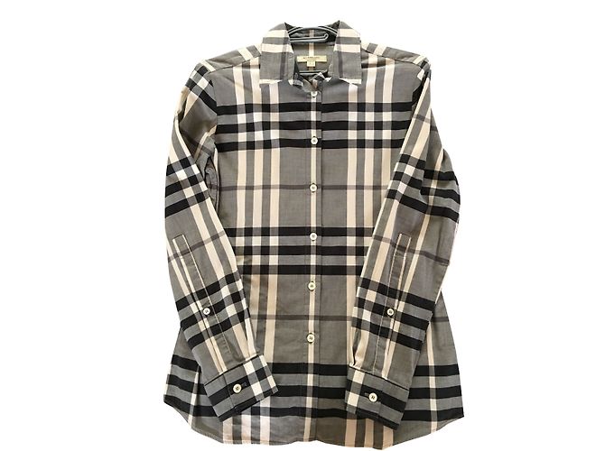 Camisa Burberry Tartan Cinza de Algodão