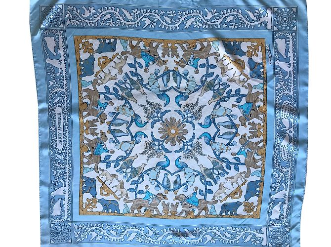 Hermès America antica Blu Seta