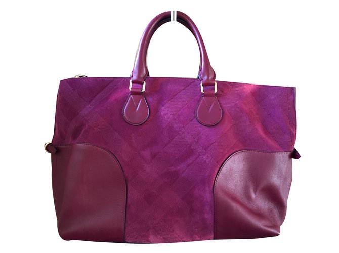 Burberry Bur Handbag Purple Leather  ref.39129