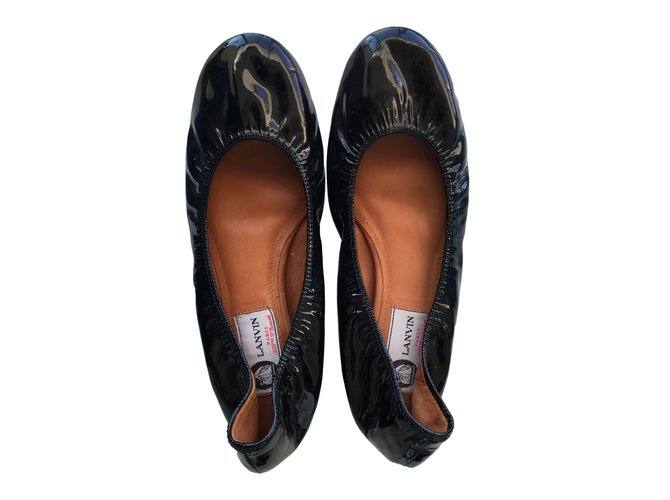 Lanvin Ballet flats Silvery Patent leather  ref.39217