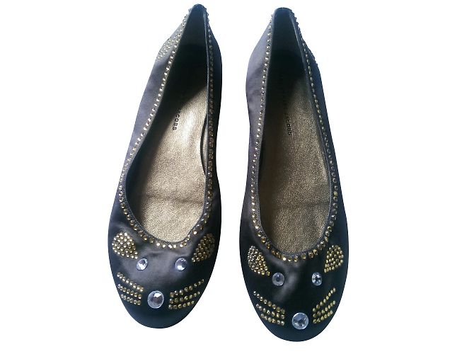 Marc by Marc Jacobs Mouse Ballerinas aus Leder und Khaki Satin Golden