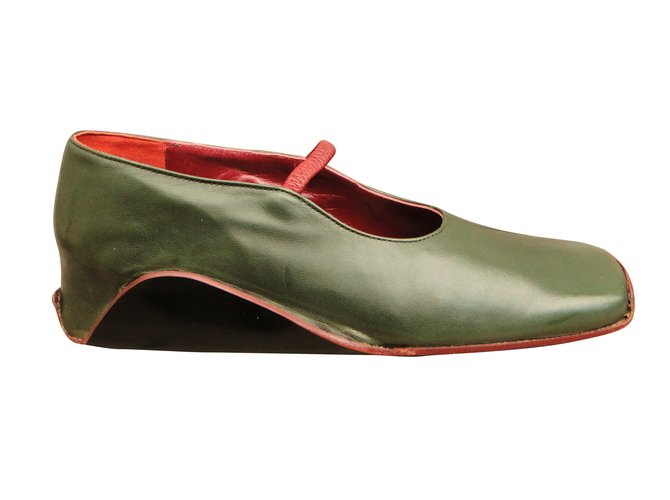 Robert Clergerie Flats Green Leather  ref.39243