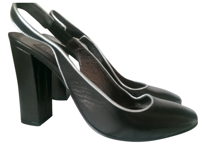 Loewe Heels Black Silvery Leather  ref.39262