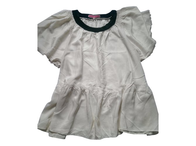 Manoush Silk blouse Black Cream  ref.39310
