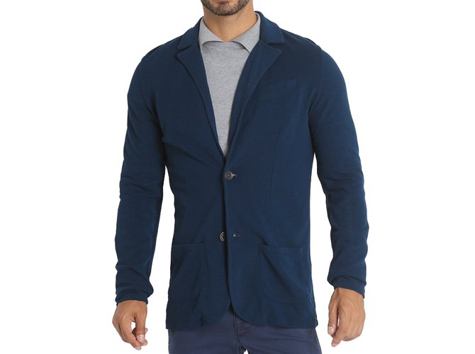 PEUTEREY MEN'S NEW BLUE KNITED JACKED Cotton  ref.39313
