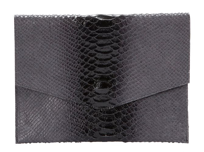 Mika Sarolea Clutch Bag Effekt Reptil Leder Dunkelgrau