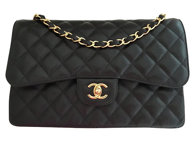 Timeless CHANEL Caviale JUMBO classico senza tempo, foderato Nero