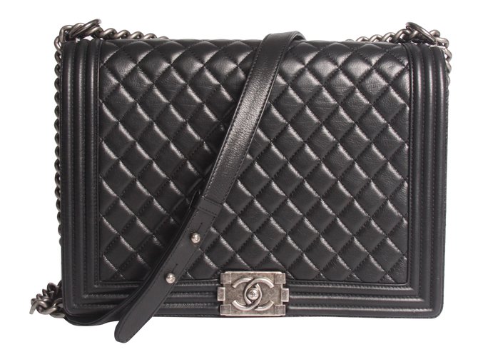 Chanel Boy Bag Large - schwarzes Leder  ref.39495