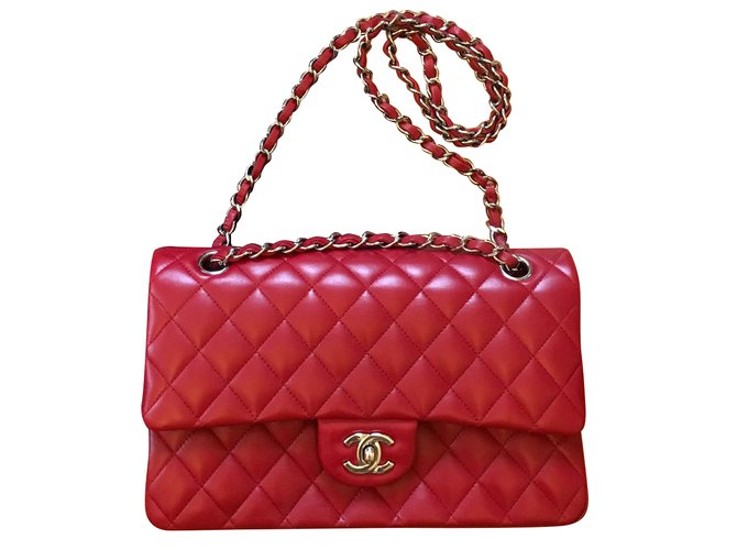 Timeless Chanel Classic medium double flap Red Leather  ref.39508
