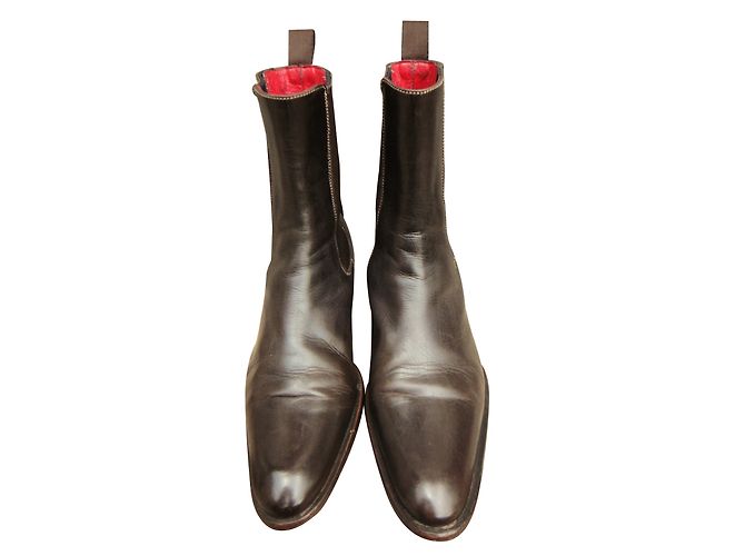 Botines Chelsea Santoni de cuero marrón oscuro