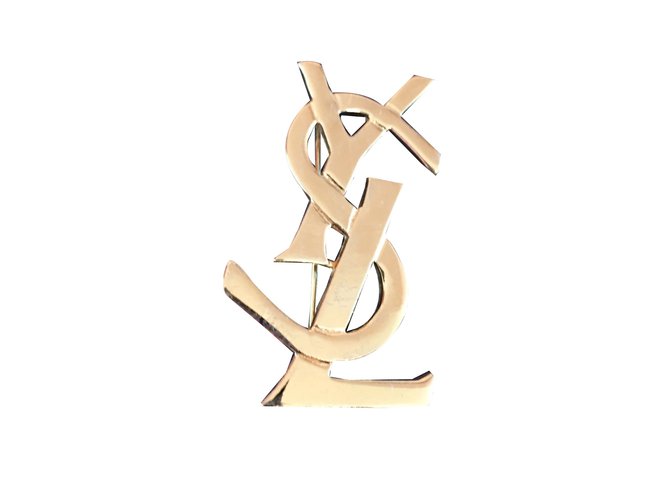 Yves Saint Laurent Alfinetes e broches Dourado Metal  ref.39550