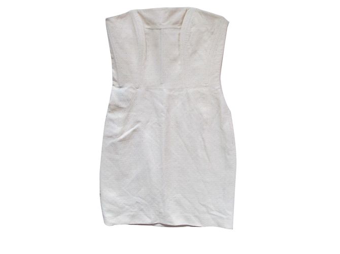 Vestido Givenchy Tomara que Caia com Franjas e Pontos Dourados Algodão Fora de branco