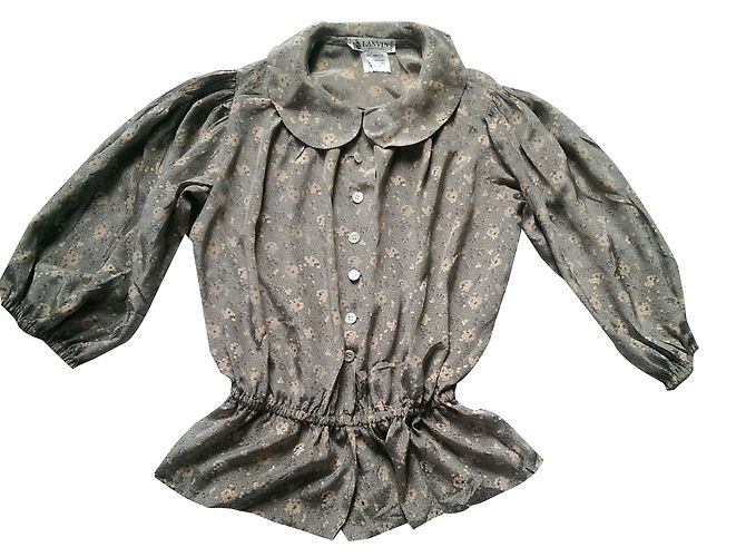 Blusa Lanvin in seta stampata verde e gialla Multicolore Giallo
