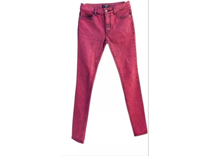 Chanel Jeans Dark red Cotton  ref.39611