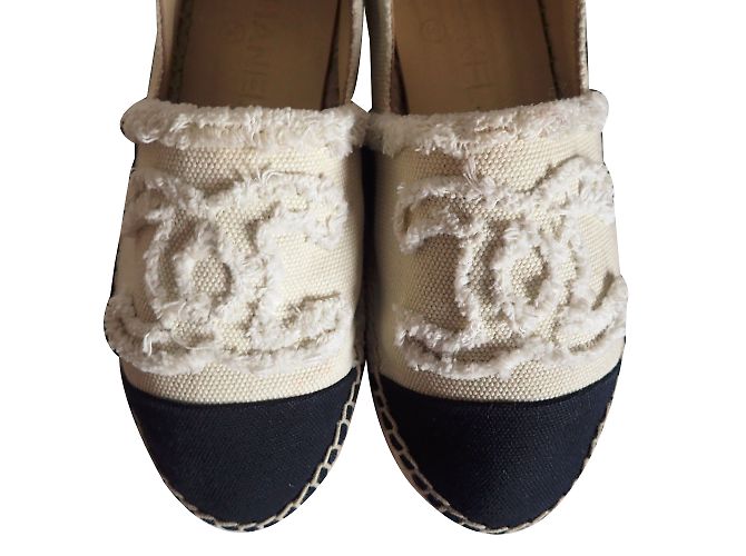 Chanel Espadrilles Black Beige