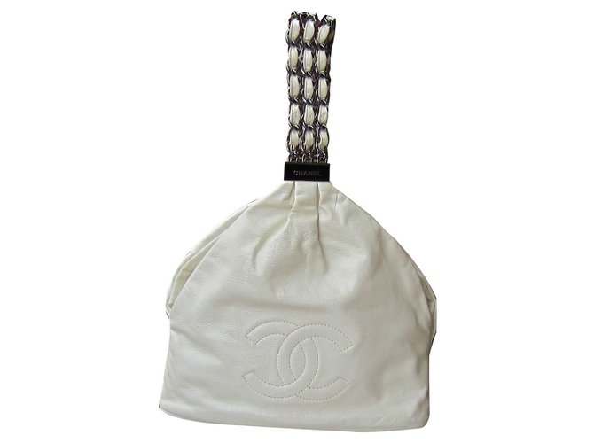 Chanel borsetta Bianco Pelle  ref.39625
