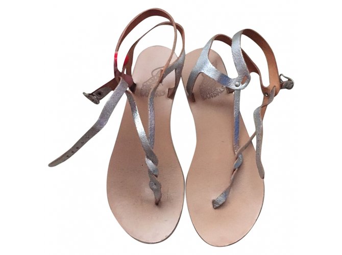 Ancient Greek Sandals Sandals Silvery Leather  ref.39630
