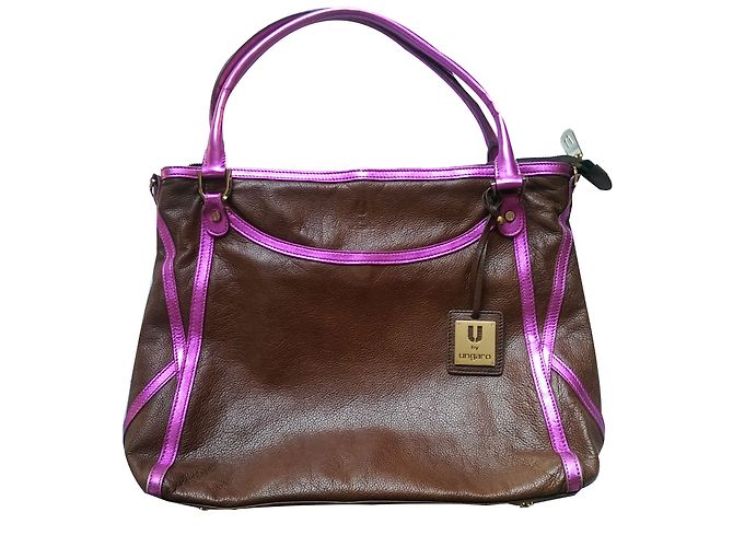 Borsa a mano Emanuel Ungaro in pelle marrone e rosa
