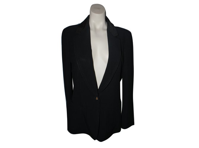 Louis Vuitton Chaqueta de uniforme Negro Viscosa Acetato  ref.39698