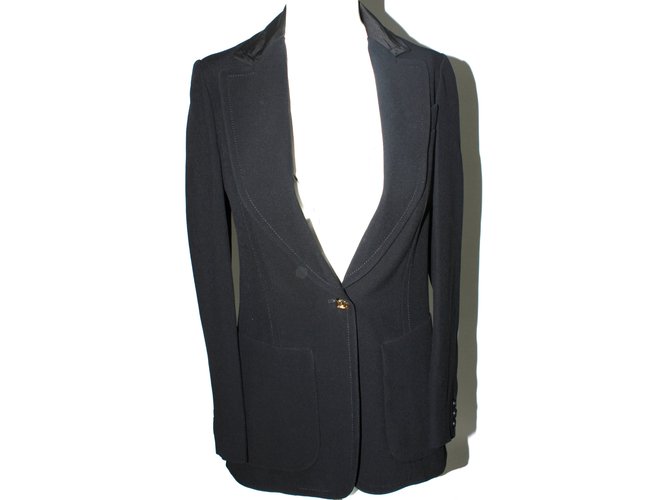 Louis Vuitton Giacca uniforme Nero Viscosa Acetato  ref.39704