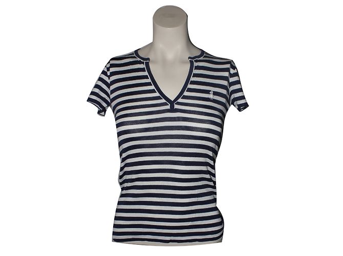Top a rayas Ralph Lauren Sport blanco y azul algodón M
