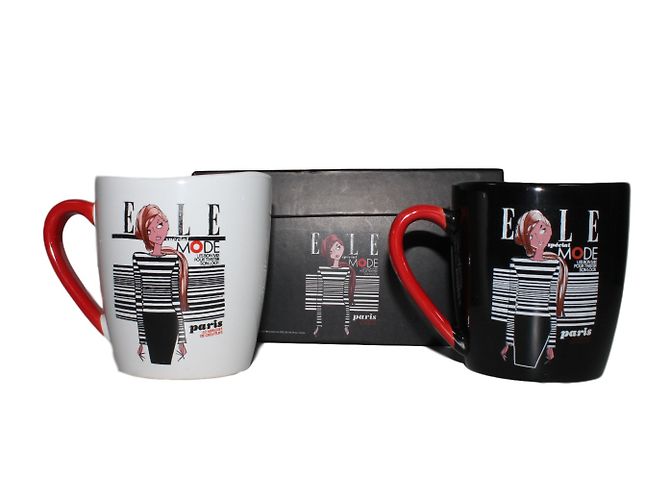 Autre Marque Splash Fashion Elle Coffee Mugs Black and White