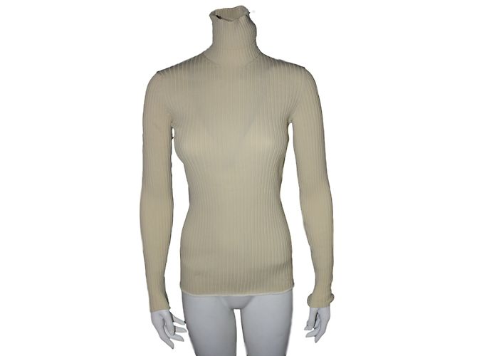 Louis Vuitton Rollkragenpullover Creme Polyamid L