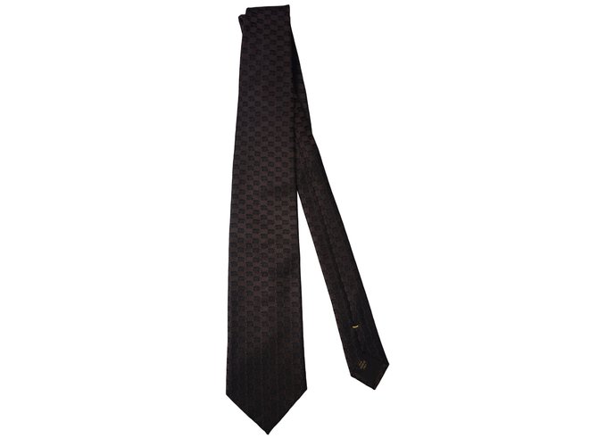 Louis Vuitton cravatta Marrone Seta  ref.39726