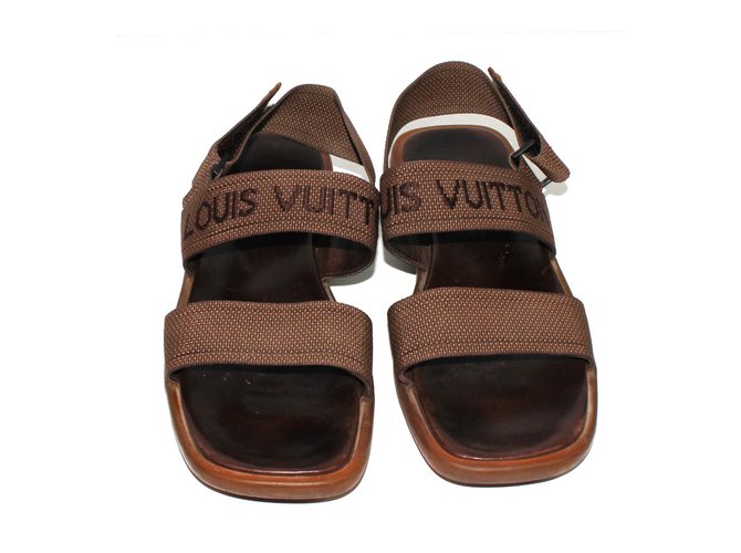Louis Vuitton sandali Marrone Pelle Panno  ref.39729