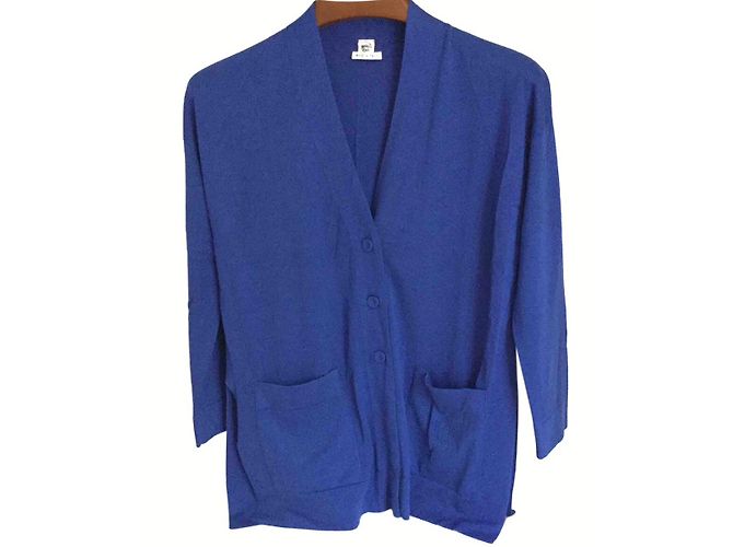 Hermès Lange königsblaue Strickjacke Hermes