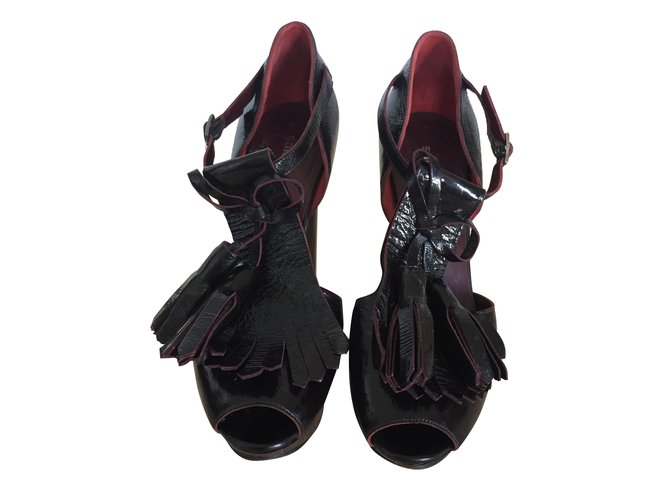 Sonia Rykiel Heels Dark red Patent leather Wood  ref.39876