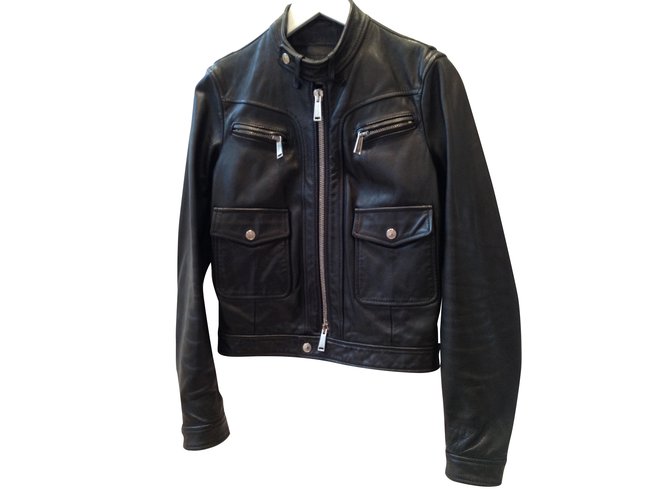 Dsquared2 Biker jacket Black Leather  ref.39899