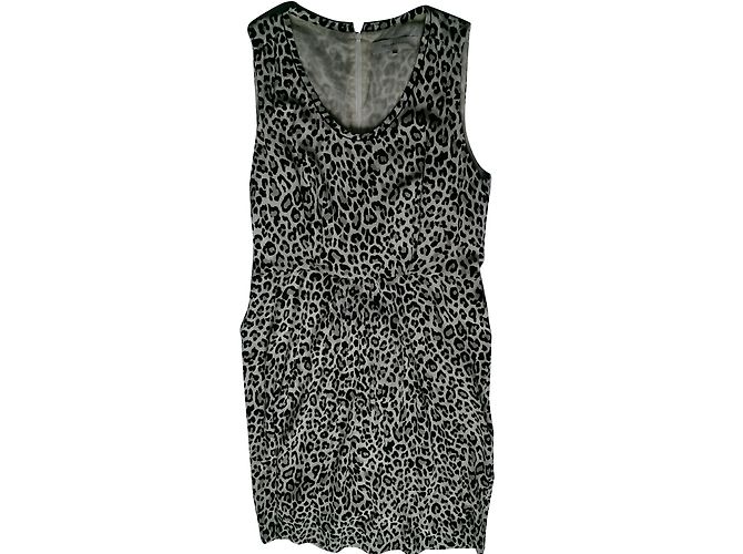 Abito in seta stampata Gerard Darel beige e nero Multicolore