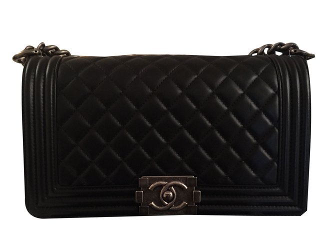 Boy Chanel Handbag Black Leather  ref.39987