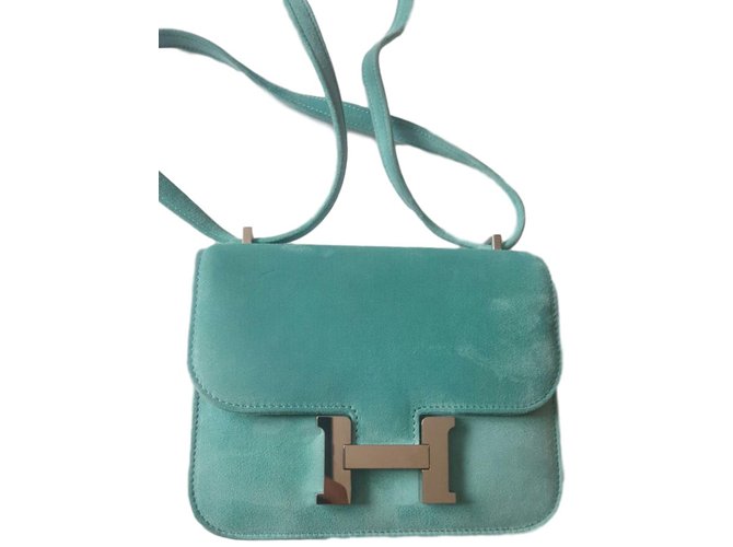 Constance Hermès Handbag Blue Deerskin  ref.40043