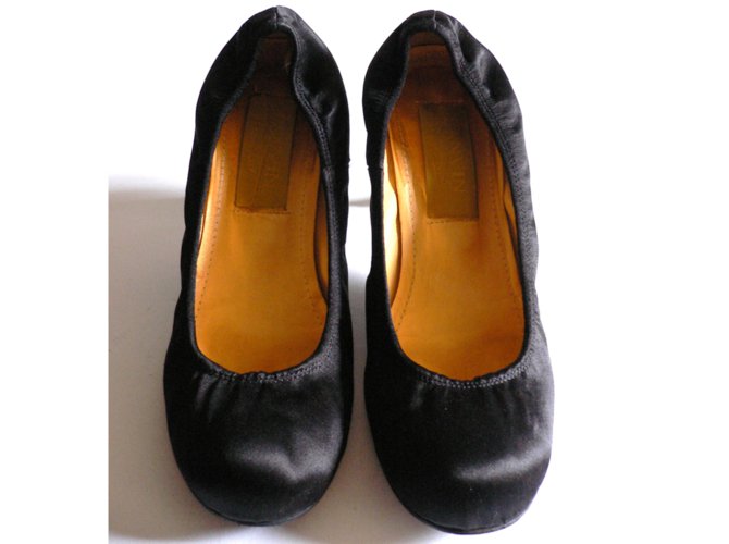 black satin ballet shoes