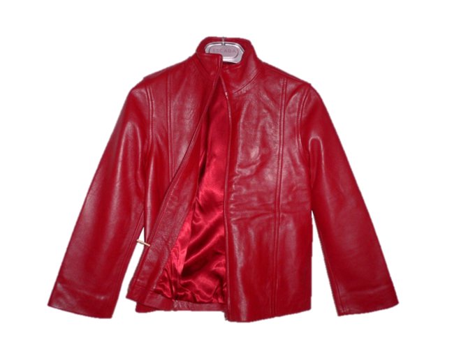 Autre Marque Girl coats outerwear Red Leather  ref.40080