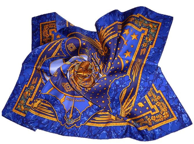 Hermès "Carpe Diem *" VINTAGE Blu navy Seta