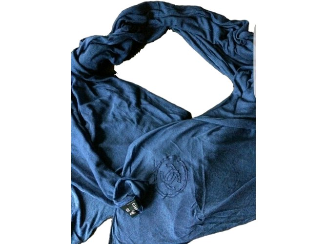 Chanel Foulard Coton Bleu  ref.40110
