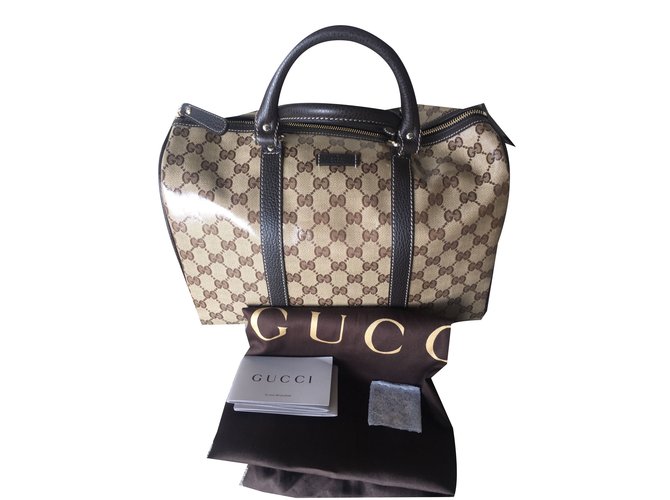 Gucci Handtasche Braun Lackleder  ref.40112