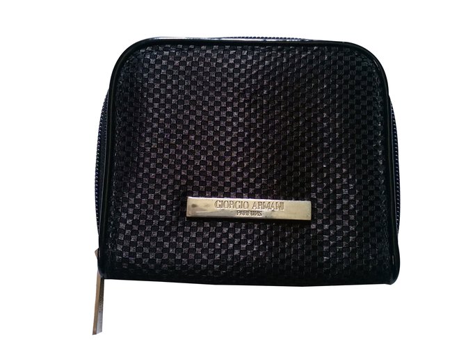 Giorgio Armani Wallet Small accessory Black Cotton Polyester  ref.40149