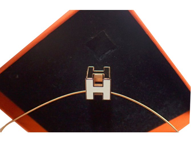 Hermès Cage d'H Bianco D'oro Placcato in oro  ref.40187