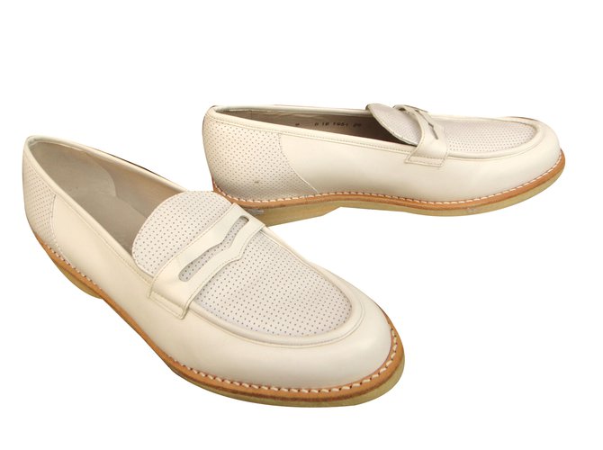 Robert Clergerie Flats White Leather  ref.40207