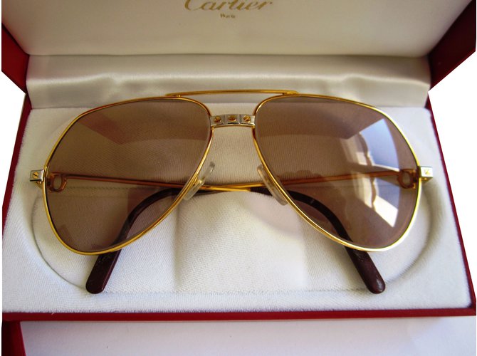 Cartier Gafas de sol Dorado Metal  ref.40270