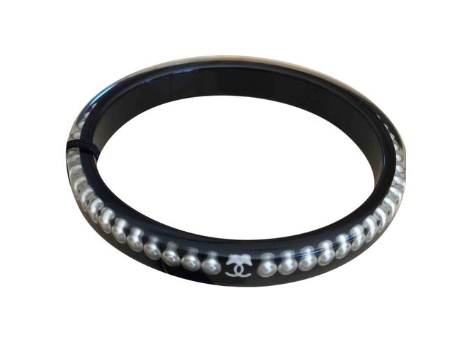 Chanel Bracelet Black White Pearl Resin  ref.40280