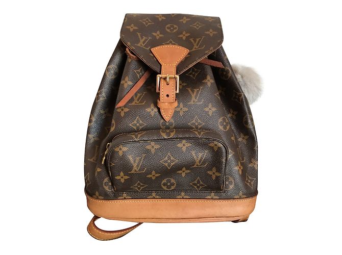 Louis Vuitton Backpack Montsouris MM Canvas Monogram Brown Golden